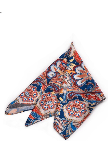 La Pescara Çok Renkli Motif Desen Fular Bandana 55-55 cm KDNF28