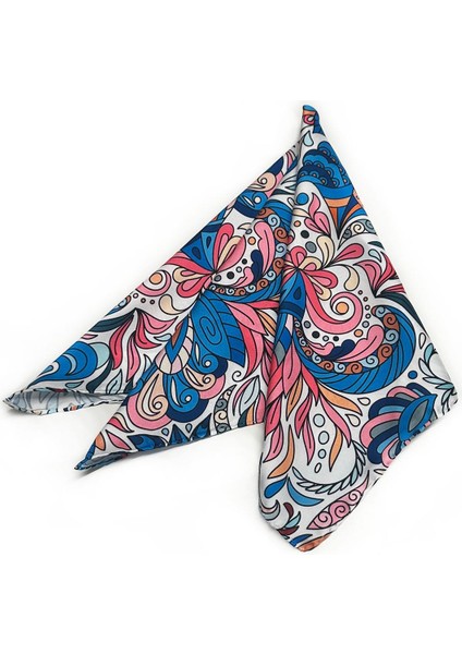 La Pescara Çok Renkli Motif Desen Fular Bandana 55-55 cm KDNF02