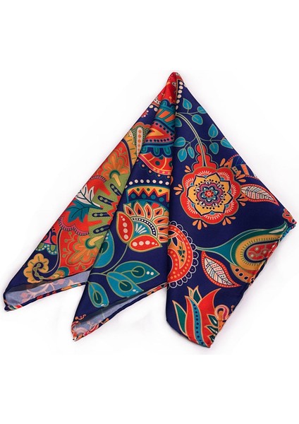 La Pescara Çok Renkli Motif Desen Fular Bandana 55-55 cm KDNF30