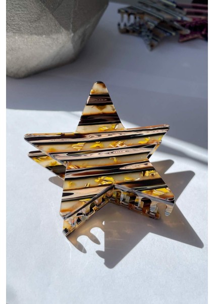 Yıldız Figürlü Ithal Kemik Mandal Toka Kahve SBT1596