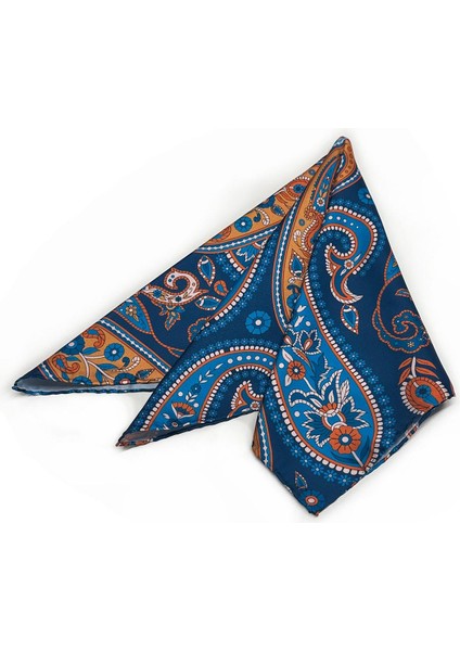 La Pescara Petrol Mavi Şal Desen Fular Bandana 55-55 cm KDNF08