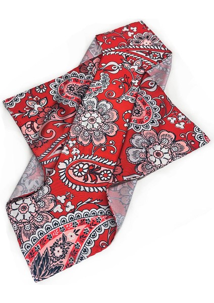 La Pescara Kırmızı Şal Desen Fular Bandana 55-55 cm KDNF23