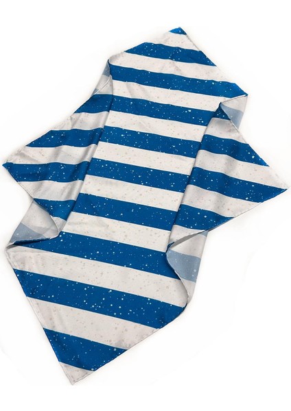 La Pescara Mavi - Beyaz Çizgi Desen Fular Bandana 55-55 cm  KDNF14