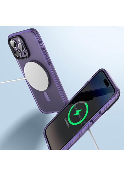 Apple iPhone 14 Pro Kılıf Mat Arka Yüzey Wireless Şarj Özellikli Zore Locik Kılıf