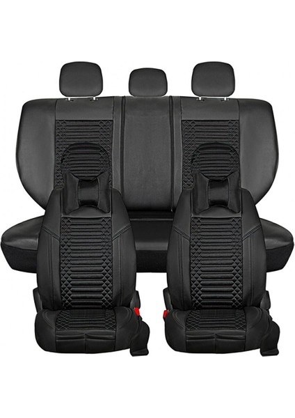 Jeep Comander Lüx Full Deri Oto Koltuk Kılıfı Ön Arka Takım Giydirme Tip Tam Siyah