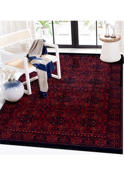 Işık Kadife Velvet Eliza Afgan Dekoratif Yıkanabilir Kaymaz Taban Kilim