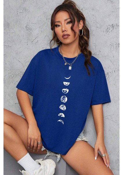 Only Trendwear Unisex Moon Phases Baskılı T-Shirt