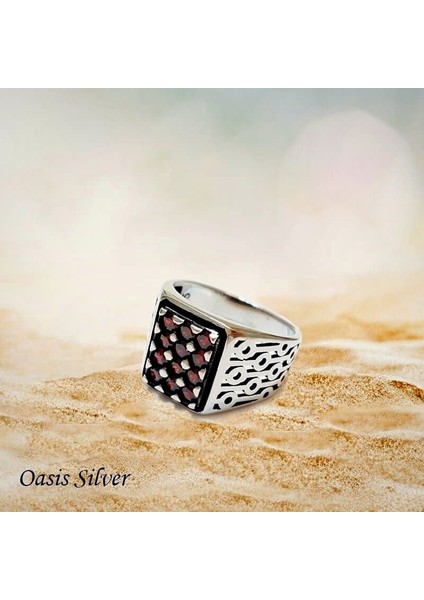 Kırmızı Zirkon Taşlı 925 Ayar Gümüş Erkek Yüzük fiyatları