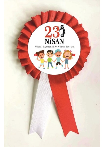 a 23 Nisan Ulusal Egemenlik ve Çocuk Bayramı Kurdela , Kurdale Kurdela Yaka Kokartı Kokart Rozet