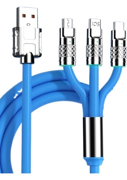 Android Apple Huawei Süper Hızlı Şarj Için 120w 3'Ü 1 Arada Çinko Alaşımlı Veri Kablosu (Yurt Dışından)