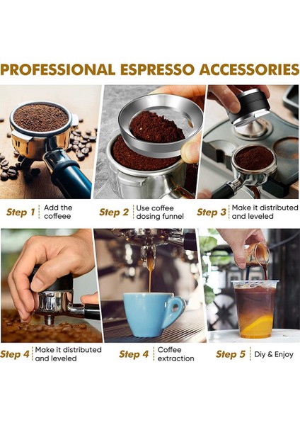 51MM Kahve Tamper ve Espresso Distribütörü, Dozlama Hunisi Seti, Eşitleyici (Yurt Dışından)