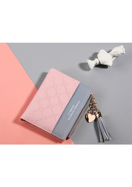 Yeni Bayan Kısa Dikişli Kontrast Renk Cüzdan (Yurt Dışından)