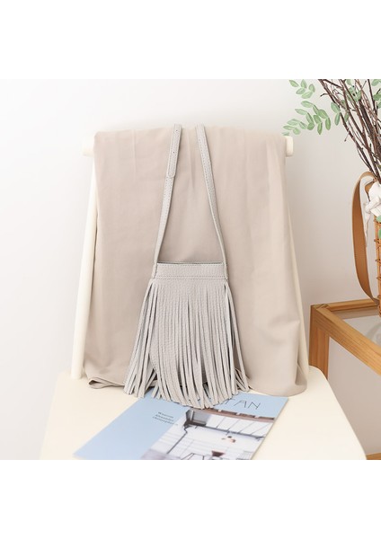 Retro Püskül Messenger Çanta Niş Kişilik Moda Yumuşak Deri Omuz Çantası (Yurt Dışından)