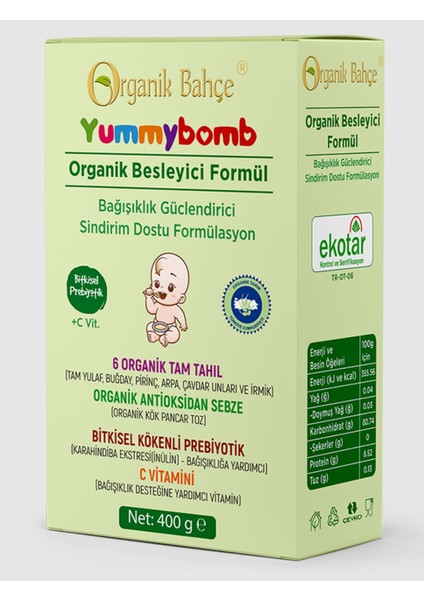 Yummybomb Organik Besleyici Formül 6 Tam Tahıllı Sebzeli Prebiyotik C Vitaminli Mama 400 gr