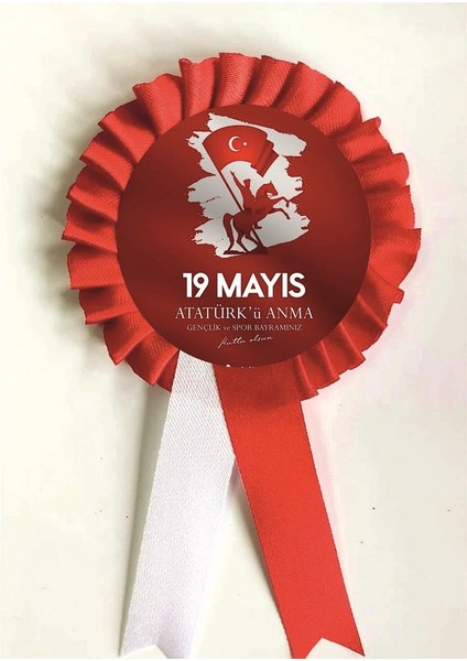 a 19 Mayıs Atatürk'ü Anma Gençlik ve Spor Bayramı Kurdela , Kurdale Kurdela Yaka Kokartı Kokart Rozet