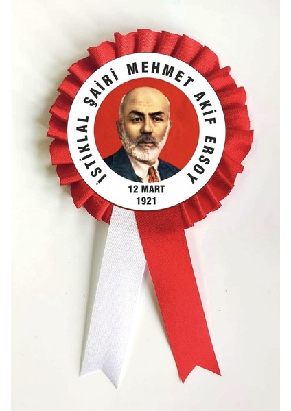 a 12 Mart Istiklal Marşının Kabulü Kurdela , Kurdale Kurdela Yaka Kokartı Kokart Rozet