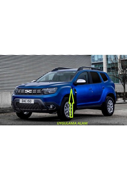 Dacia Duster Çamurluk Yanı Damla Desen Mavi Logo Arma Seti