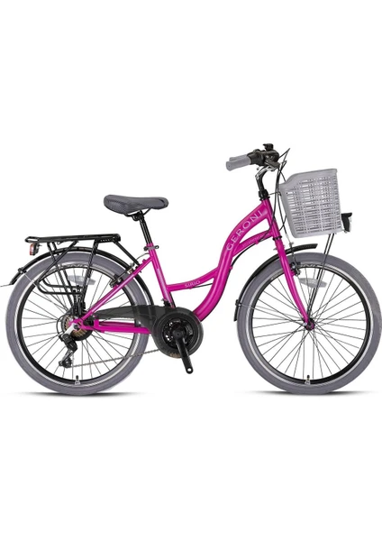 Sırıo - 24" City Bike - 21 Vites - V.b. - Fuşya-Gri - Shimano