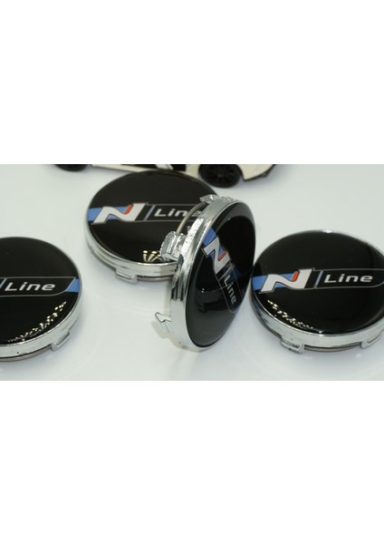 Hyundai N Line Logo Gümüş Siyah Jant Göbeği Kapak Seti 60MM