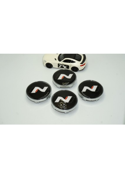 Hyundai N Line Logo Jant Göbeği Gümüş Siyah Kapak Seti 60MM