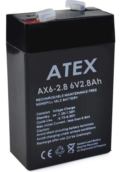 Akü 6V 2.8A (6.5x9.5x3.5cm) Atex