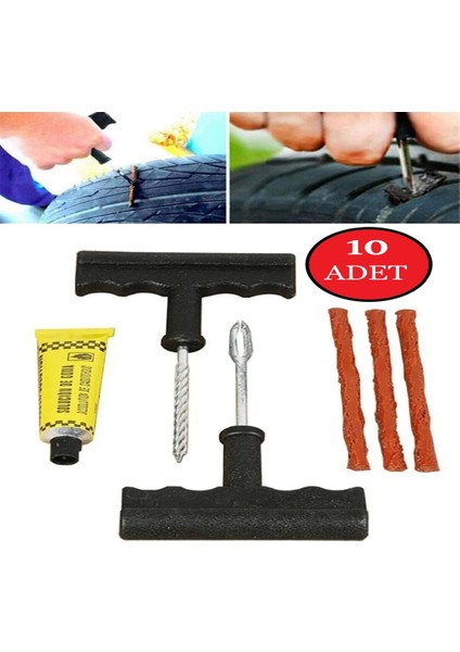 10 Adet Lastik Tamir Kiti Fitil Atma Seti 10'lu