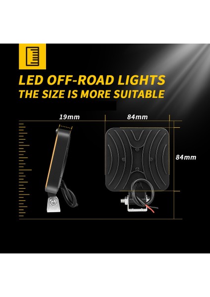 Off Road Traktör Tir Kamyon Sis Fari Ve Çalışma Lambası 16 Led Kare Plastik Kasa 3 Inç 84 MM