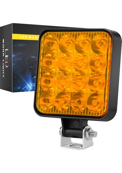 Off Road Traktör Tir Kamyon Sis Fari Ve Çalışma Lambası 16 Led Kare Plastik Kasa 3 Inç 84 MM