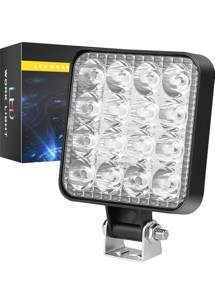 Off Road Traktör Tir Kamyon Sis Fari Ve Çalışma Lambası 16 Led Kare Plastik Kasa 3 Inç 84 MM