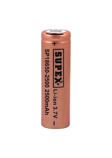 18650 Supex 3.7 Volt 2500 Ma Şarjlı Pil