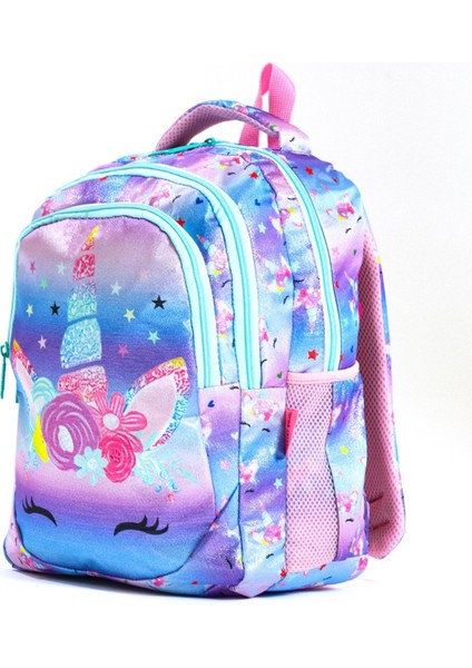 Yeni Sezon Beslenme Çantası ve Kalemlik Hediyeli Ortopedik -Unicorn Desenli 3 ' Lü Okul Çantası Seti modelleri