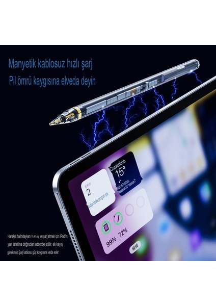 Apple Ipad Mini 6 Uyumlu Magnetik Şarj Olabilen Eğime Duyarlı Avuç Içi Red Özellikli