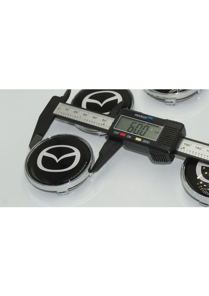 Mazda Jant Göbeği Gümüş Siyah Kapak Seti 60MM