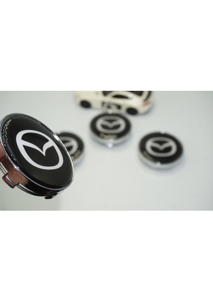 Mazda Jant Göbeği Gümüş Siyah Kapak Seti 60MM