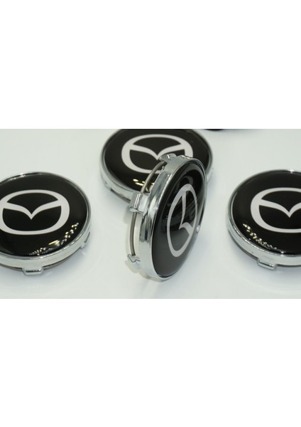 Mazda Jant Göbeği Gümüş Siyah Kapak Seti 60MM