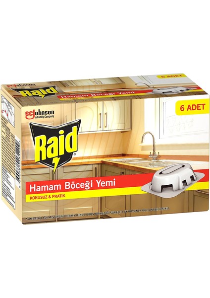 Raid 6 Adet Kokusuz & Pratik Hamam Böceği Yemi (1 x 6 Adet)