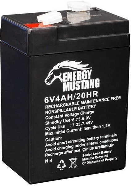 6 Volt 4 Amper Akü Orbus-Mustang 70*48*101 MM.-568 Gram