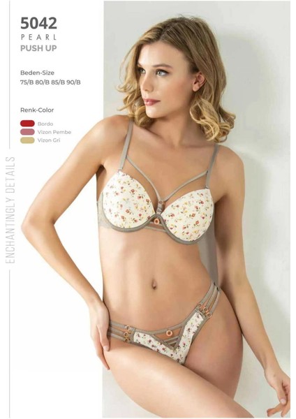 Kadın Çiçek Desenli Bralet Sütyen Külot Takımı 5042 - 1 Adet