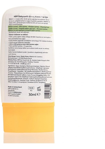 Babysanft Güneş Kremi Yüz Için 30 ml modelleri