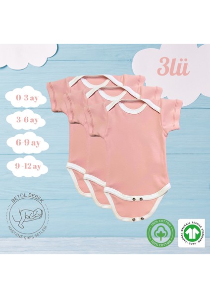 3lü Çıtçıtlı Organik Pamuk Bebek Zıbını