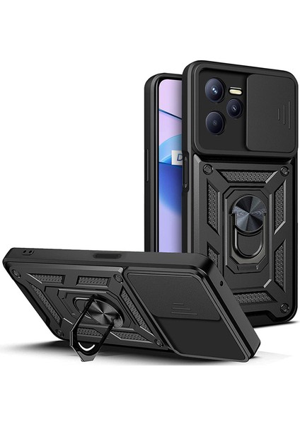 Realme C35 Kılıf Lens Sürgülü Yüzüklü Tank Kılıf Pars