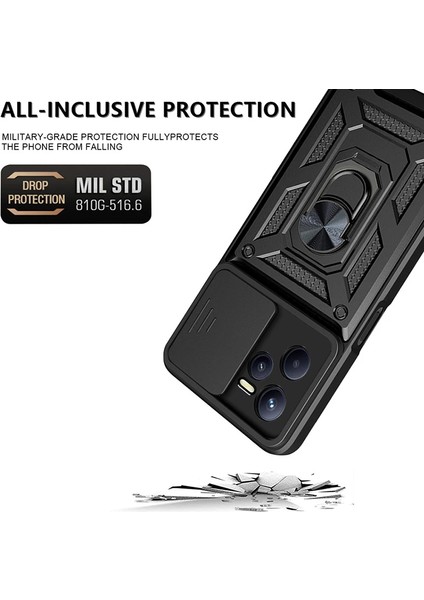 Realme C35 Kılıf Lens Sürgülü Yüzüklü Tank Kılıf Pars modelleri
