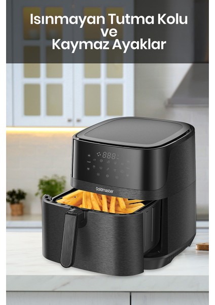 Palmi Sıcak Tutma Özellikli 7 Litre Geniş Xxl Dokunmatik 10 Ön Ayarlı Airfryer Sıcak Hava Fritözü