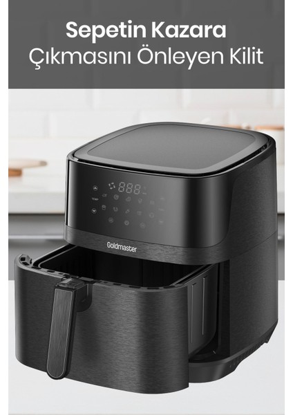 Palmi Sıcak Tutma Özellikli 7 Litre Geniş Xxl Dokunmatik 10 Ön Ayarlı Airfryer Sıcak Hava Fritözü