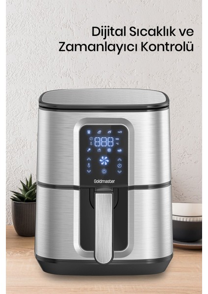 Vena 7 Litre Inox Geniş Hazneli Xxl Dokunmatik 8 Ön Ayarlı Airfryer Sıcak Hava Fritözü GM8404