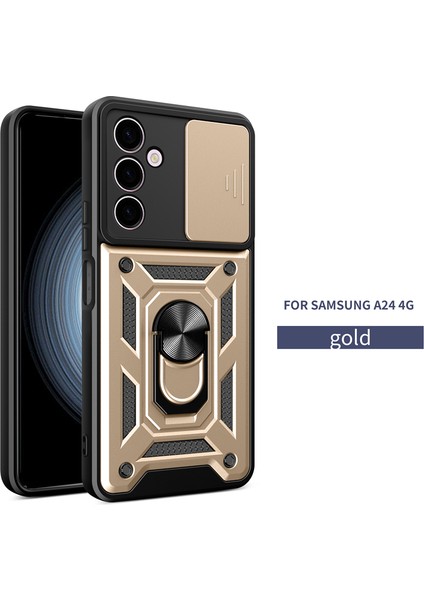 Samsung Galaxy A24 Kılıf Lens Sürgülü Yüzüklü Tank Kılıf Pars