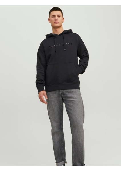 Jack & Jones Hood Star Erkek Siyah Kapüşonlu Sweatshirt