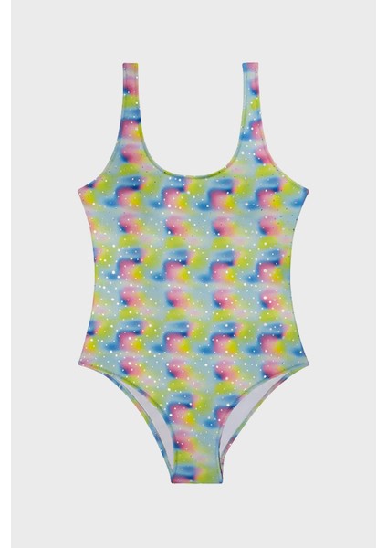 Rihanna Kalın Askılı Kolay Kuruyan Uv Korumalı Parlak Baskılı Mayo Bayan Mayo SM22140054