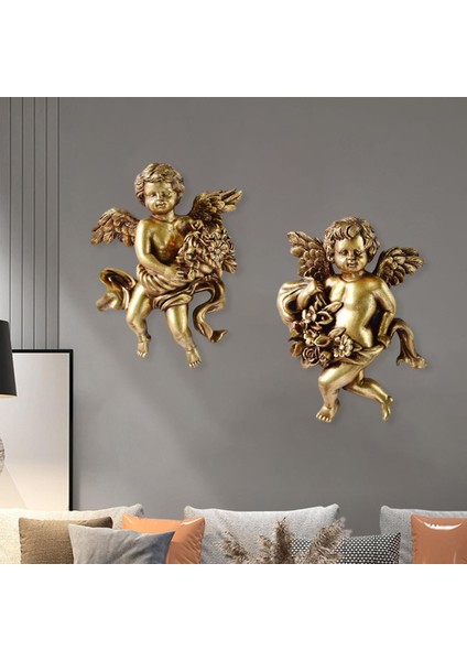 2x Angel Heykel Figürinleri Barchurch Hotel Office D Için Duvar Heykel Cherub D (Yurt Dışından)