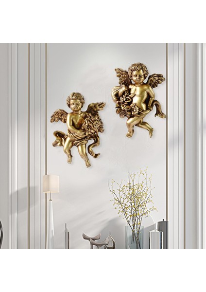 2x Angel Heykel Figürinleri Barchurch Hotel Office D Için Duvar Heykel Cherub D (Yurt Dışından)